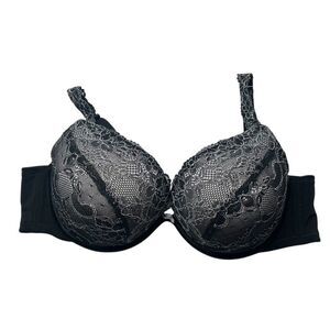 Cacique Black Lace lined Bra 42D Adjustable Straps